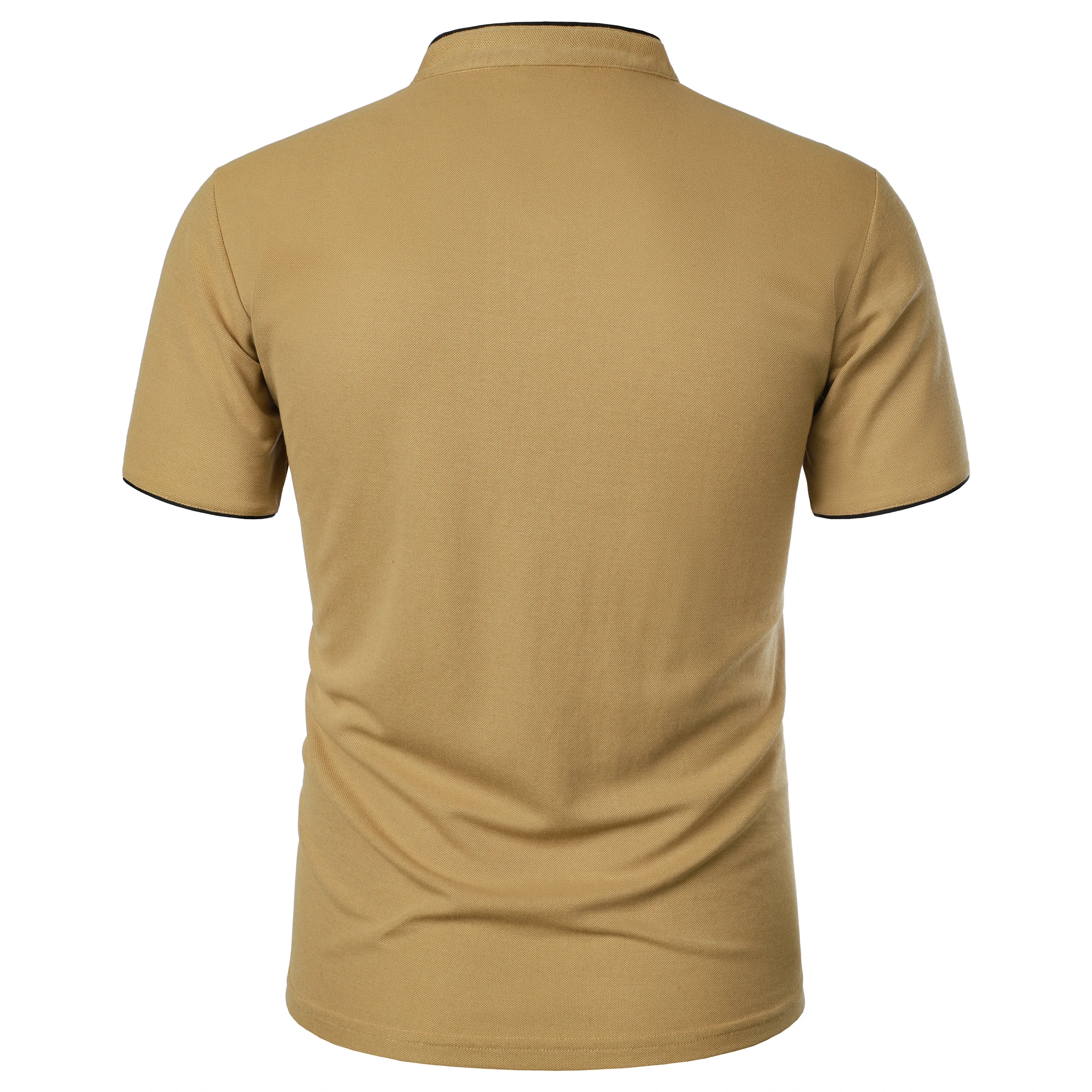 Men's solid color short-sleeved stand collar T-shirt casual top