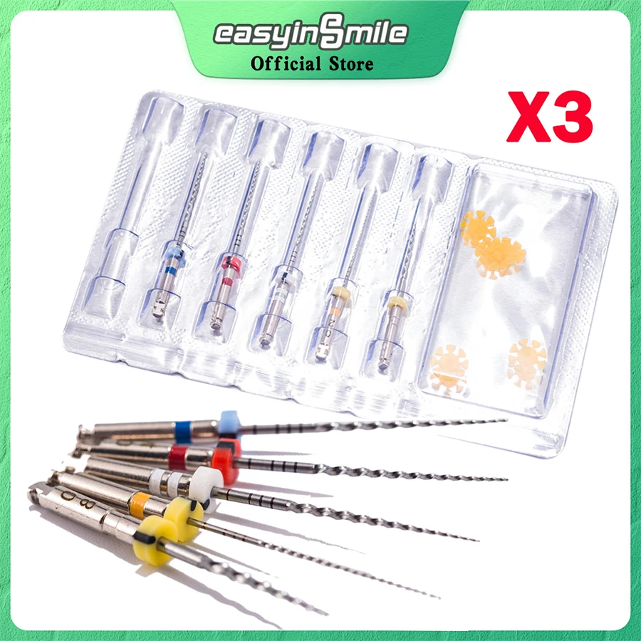 EASYINSMILE 5Files/pack Dental Endodontic Rotary File X3 NITI Engine Files 21/25/31MM Never Break For Endo Motor Cleaning