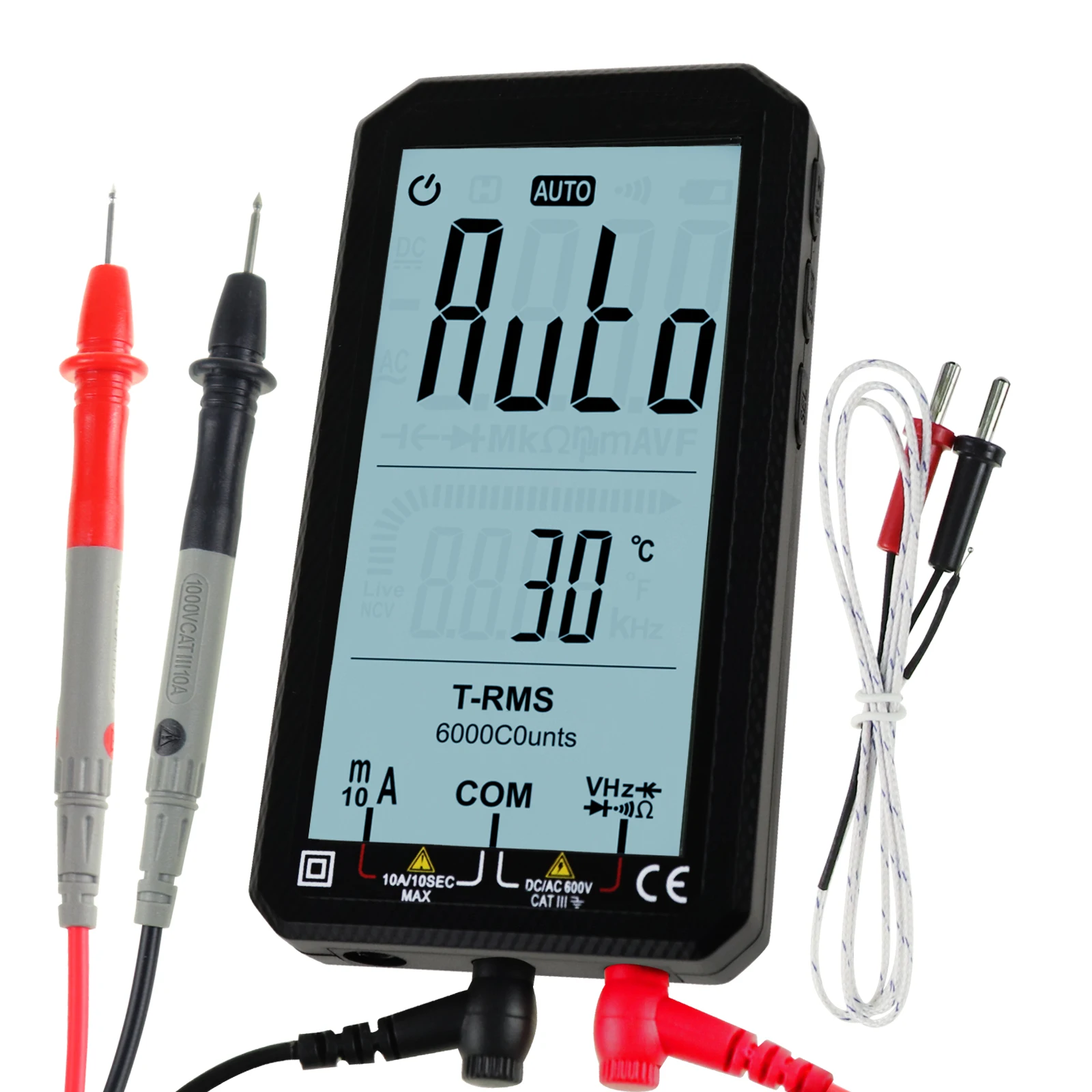 Digital 6 Inch 1 Digital Multimeter with Probe Voltage Current Resistance Frequency Capacitance Temperature Tester T-rms