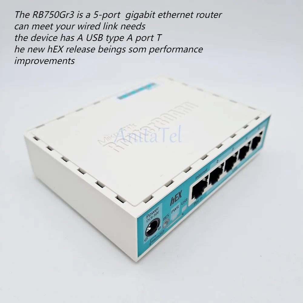 100%  MikroTik Gigabit Ethernet Router hEX RB750Gr3 Router Supports 5 10/100/1000 Mbps 5 Ethernet Ports small easy to use