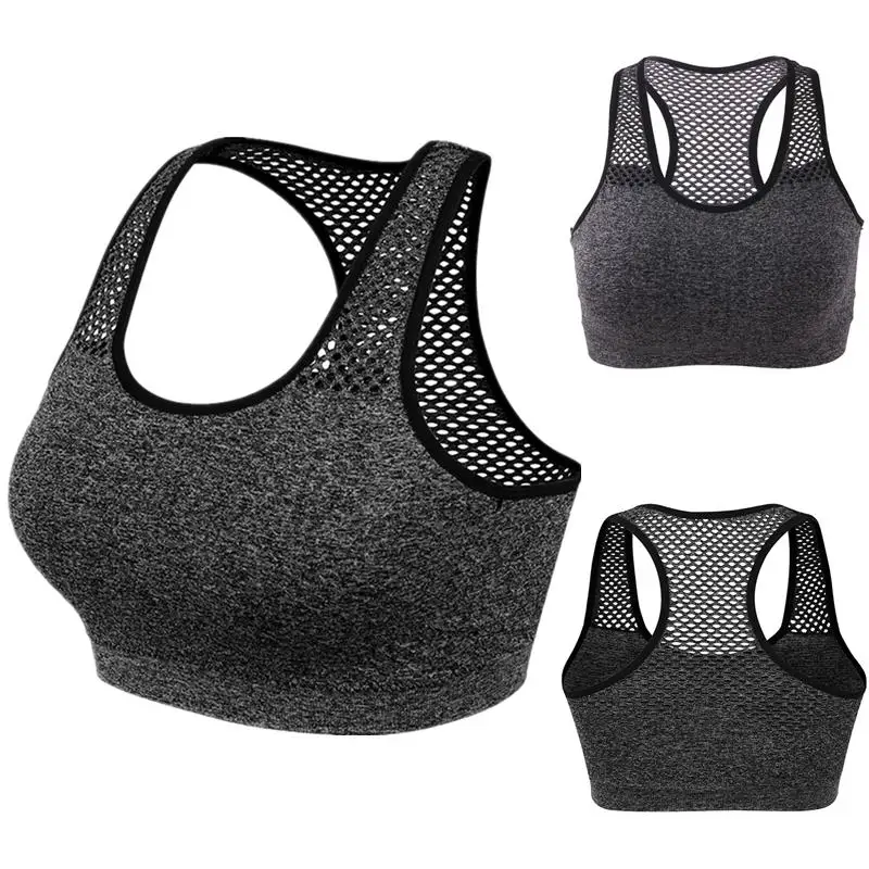 Women Professional Sport Bra Padded Push Up Shockproof Seamless Wire Free Workout Training Gym Fitness Sports Bra Top