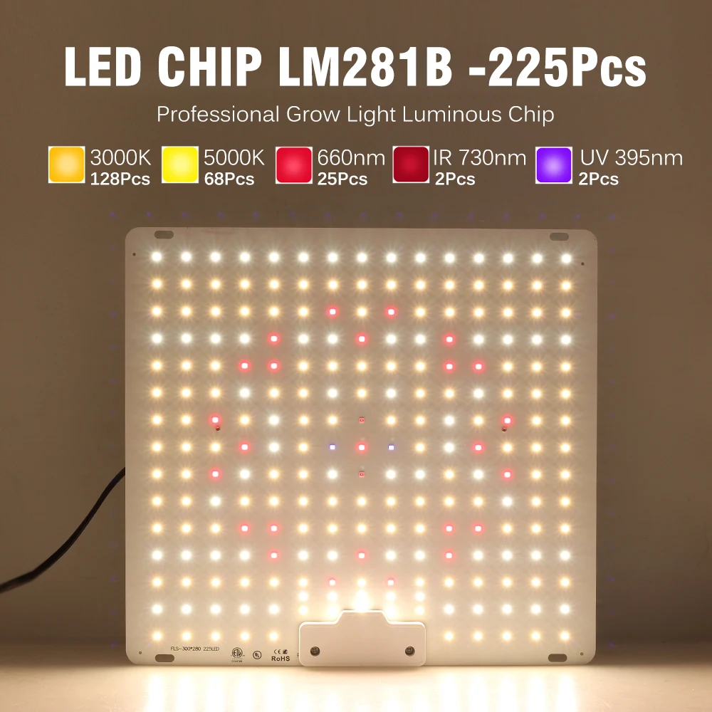65W 풀 스펙트럼 성장 램프, 5가지 색상 조명 LM281B LED 식물등, 온실 꽃 및 식물 성장 조명