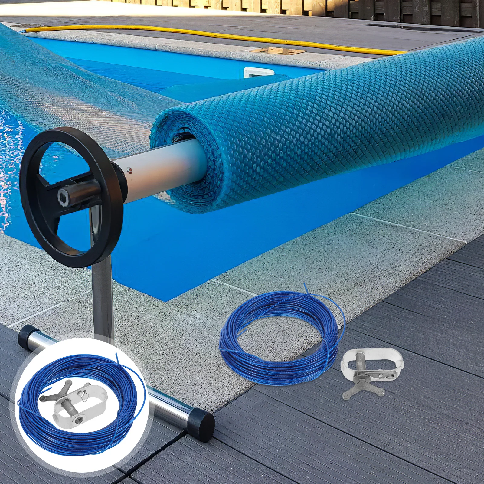 

Pool Cable Winch Kit Heavy Duty Stainless Steel For Inground Pools Winter Cover Tightening System Durable All Weather Pool Cover