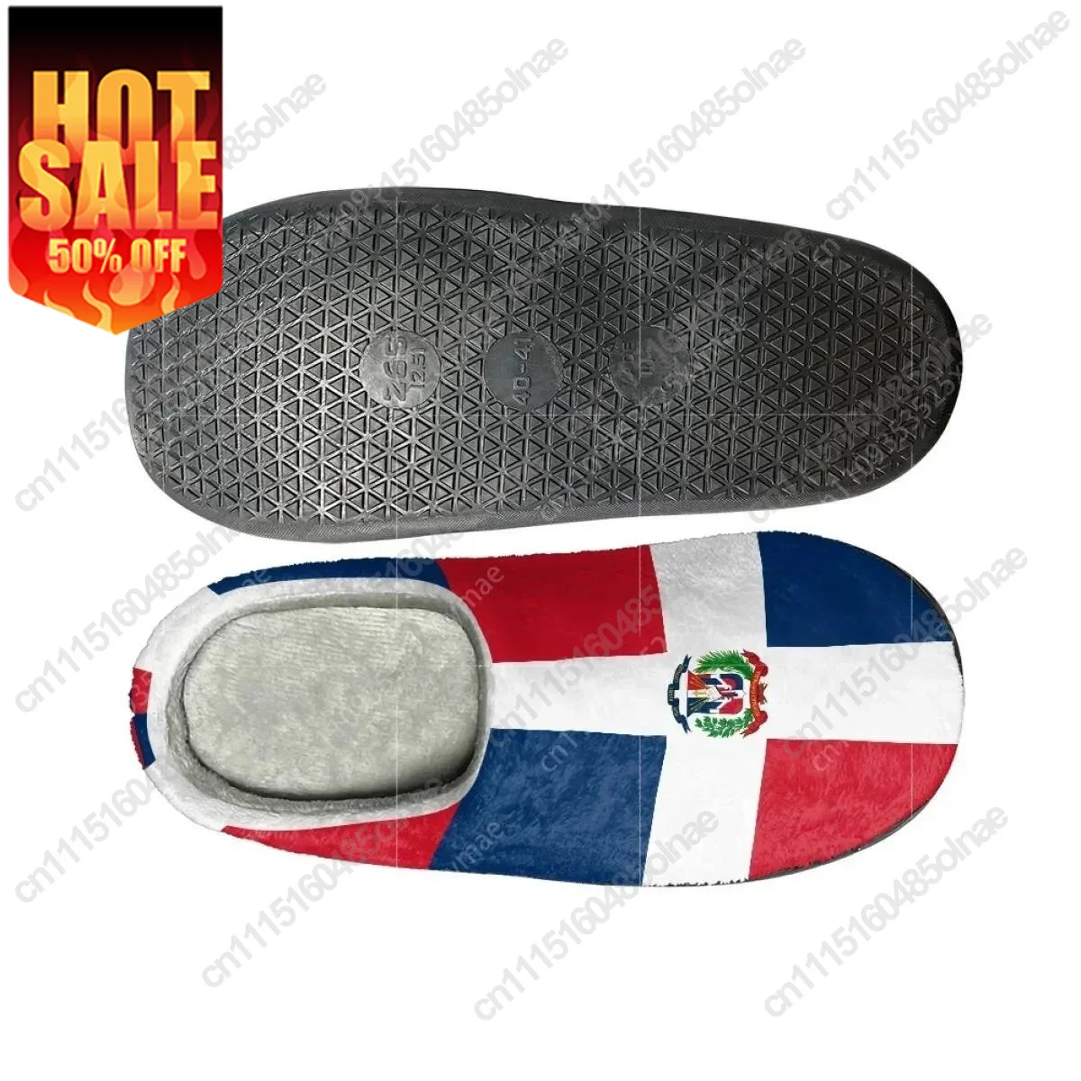 Winter Women Cotton Slippers Dominican Republic Flag Household Indoor Warm Slides Non-Slip Home Couple Footwear Print On Demand