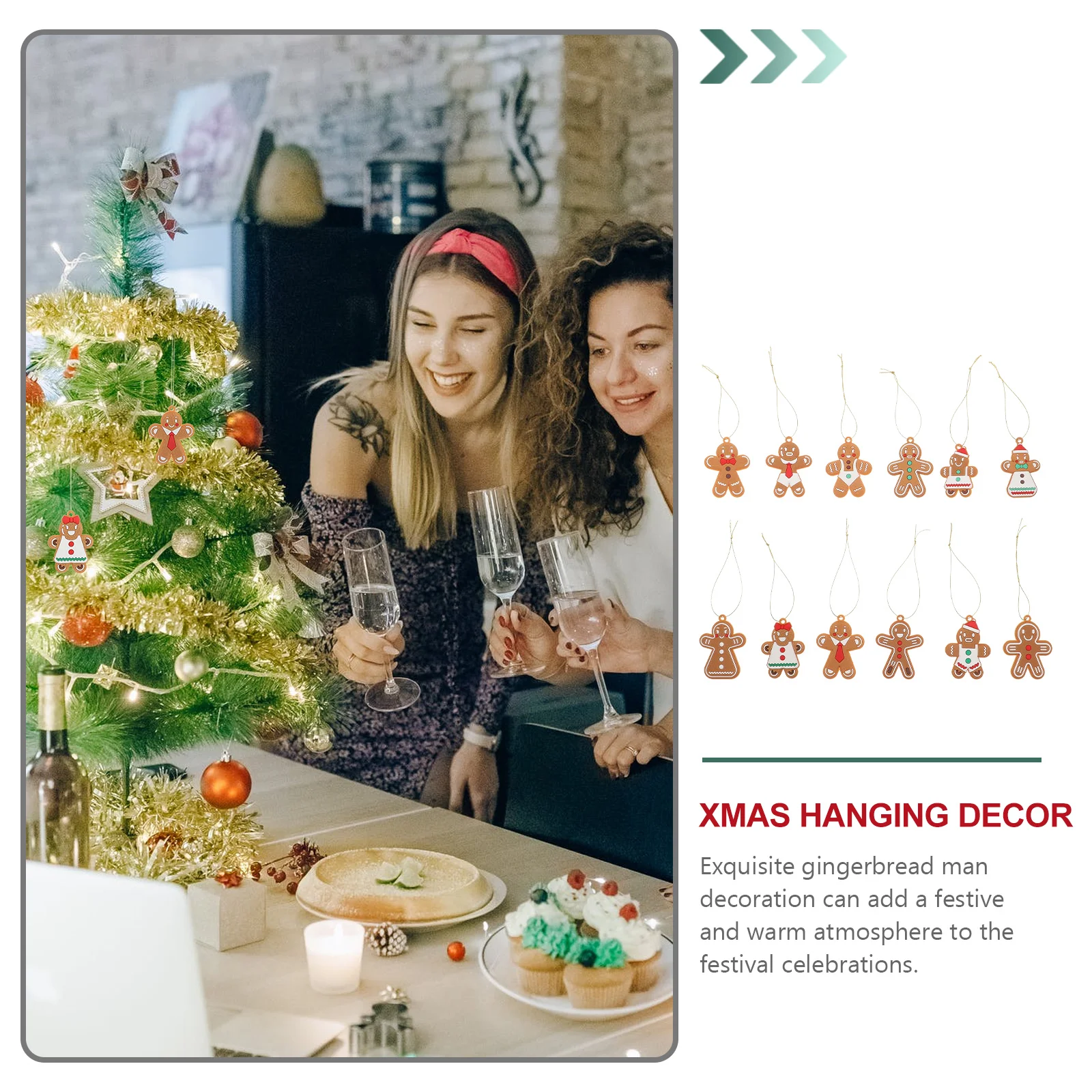 

12Pcs Gingerbread Man Decoration Christmas Tree Hanging Pendants Unique Home Xmas Festival Ornaments Warm Holiday Decor