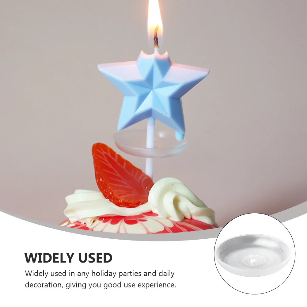 

50pcs Wax Drip-Proof Cake Trays Plastic Holders Transparent For Birthday Festival Desserts Cake