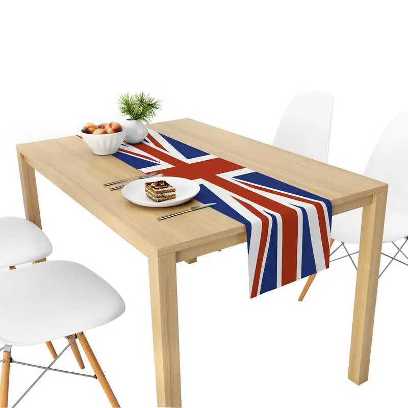 Union Jack Flag Table Runner Rectangular Tablecloth With Uk British Flag Printing Reusable Washable For Parties Home Decor