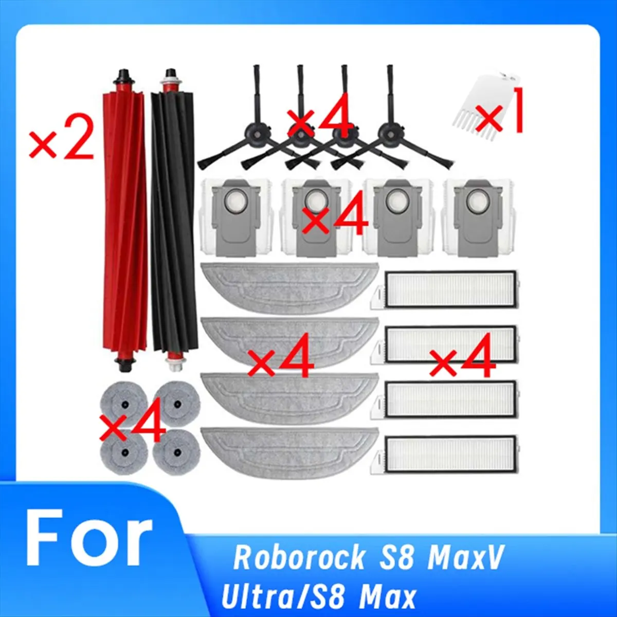 |Great Sell| 23 Pcs for S8 MaxV Ultra/S8 Max Sweeping Robot Cleaner Parts Replacement Main Side Brush Mop Filter Set