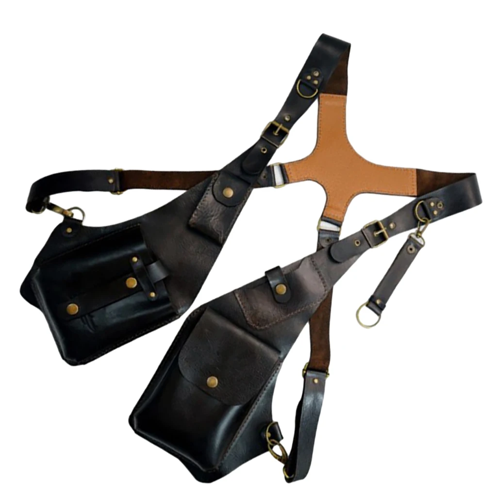 European American Style Retro PU Leather Shoulder Strap Underarm Shoulder Bag Men Women Outdoor Square Bag Mobile Phone Bag image 5