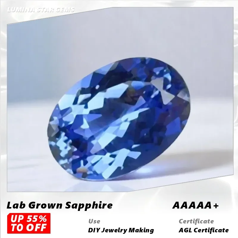 

L-Lab Grown Sapphire cornflower color Oval Cut 10x14mm 8ct VVS1 Gemstone for Diy Jewelry Making with AGL Certificate