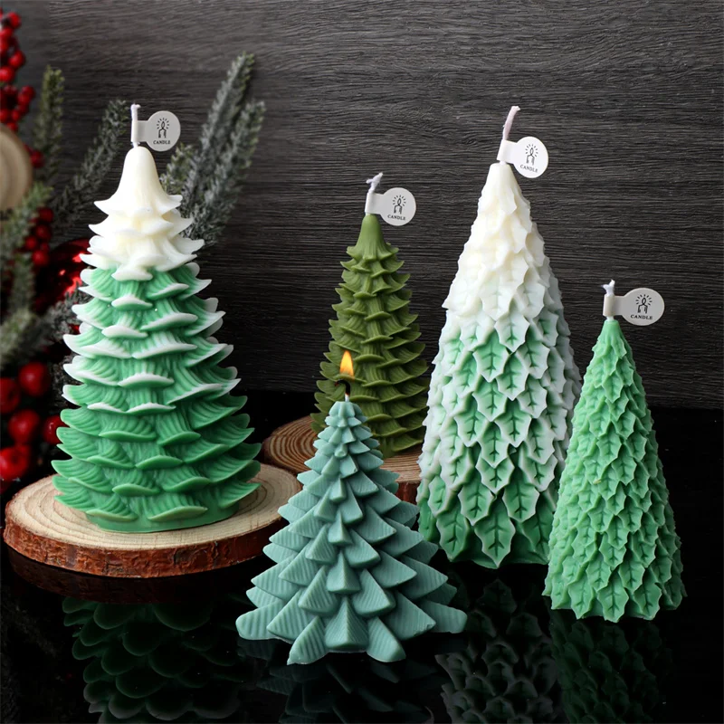 3D Christmas Tree Candle Molds Silicone Pine Tree Silicone Mold for Epoxy Resin Casting DIY Aromatherapy Candles