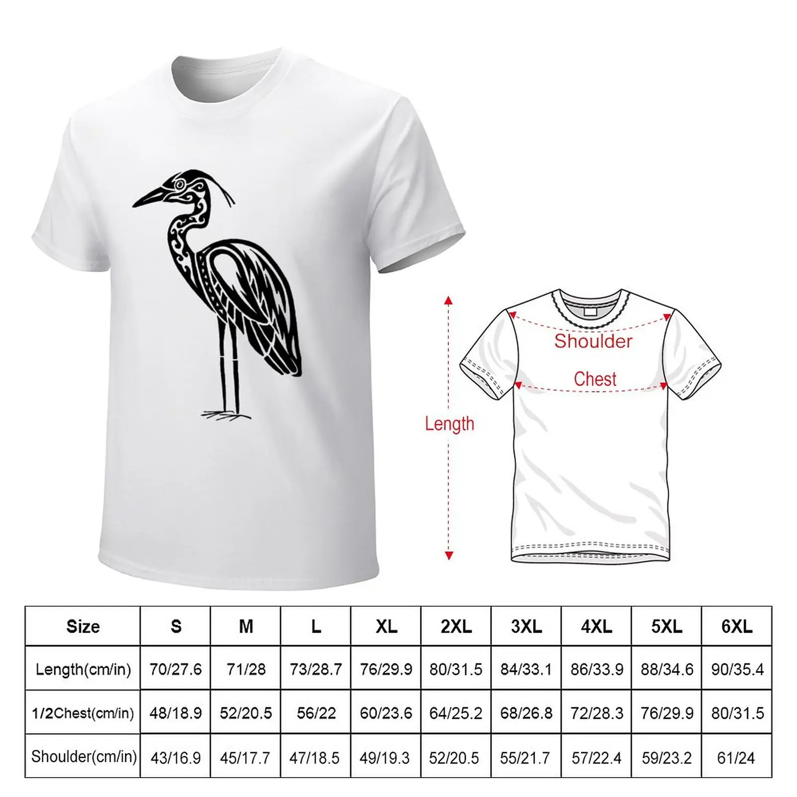 Great Blue Heron Tribal Design T-Shirt quick-drying sports fans quick drying Men's t shirts