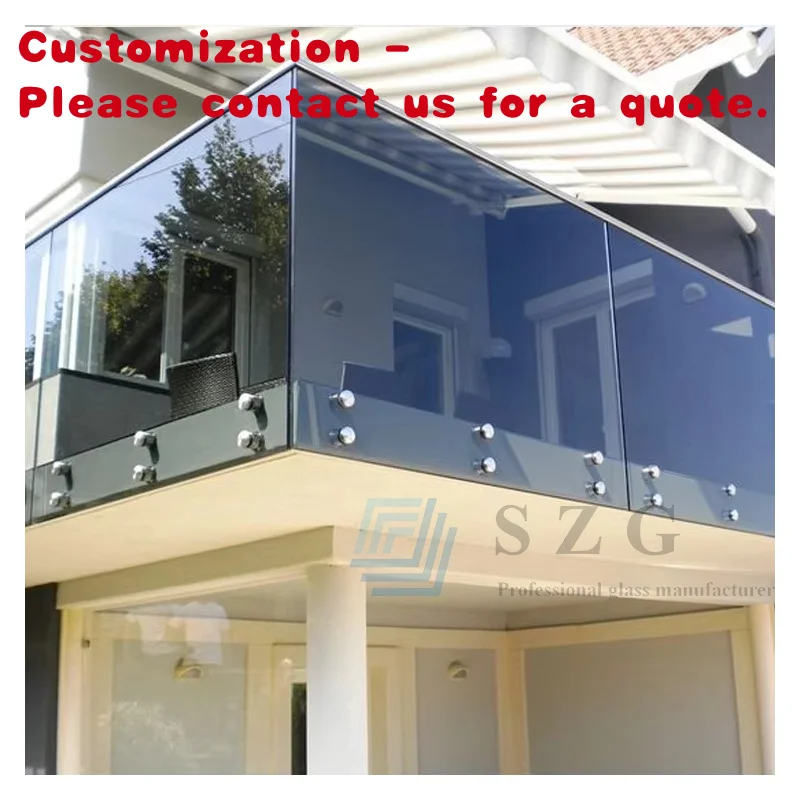 custom.Terrace Balcony Railing Frameless Glass Handrail Balcony Outdoor Stainless Steel 8-12Mm Glass Standoff Railing Balust