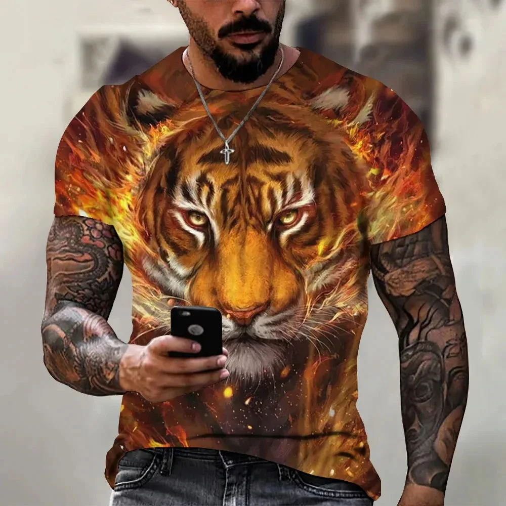 

Summer Tiger Lion 3D Print T-Shirts Streetwear Men Fashion Animal Harajuku Casual Oversized O-Neck T Shirt Tees Tops