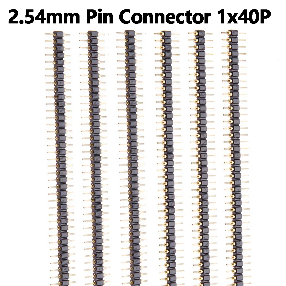 5PCS 2.54mm Pin Connector Strip Round Needle 1x40 Connector 40Pin Header Strip Male Header Single Row 40P