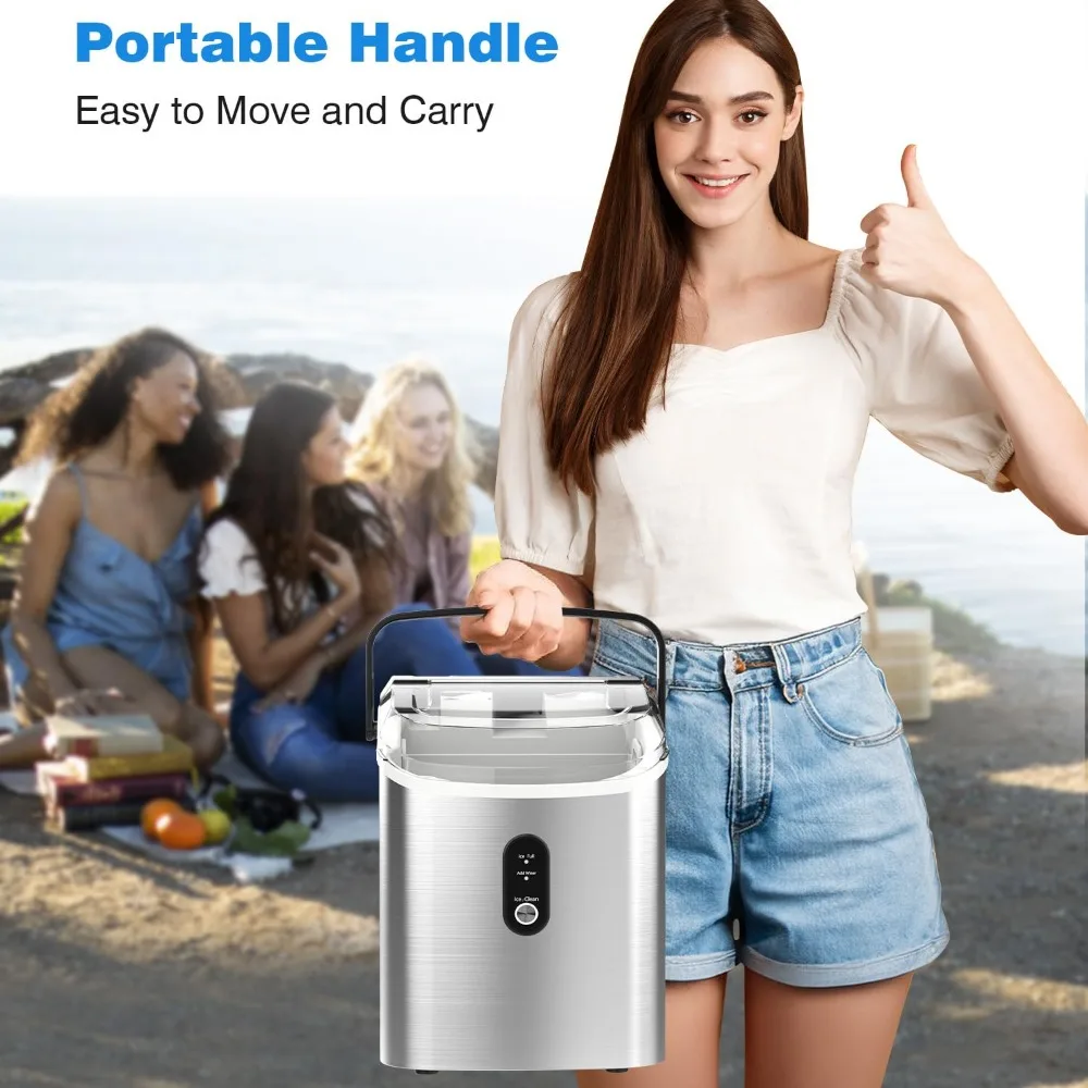 Self Cleaning Countertop Ice Maker com gelo mastigável, Fast Ice Making, 35Lbs/Day, remoto