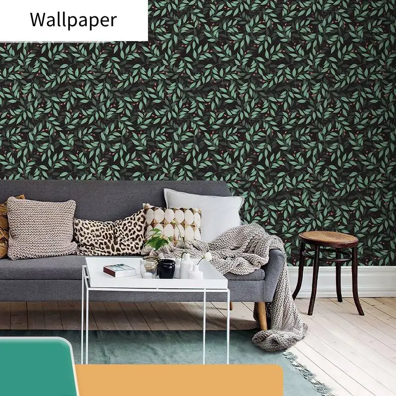 Botanical Peel and Stick Wallpaper Green Leaf Self Adhesive Wallpaper Removable Contact Paper for Kitchen Countertop Cabinets