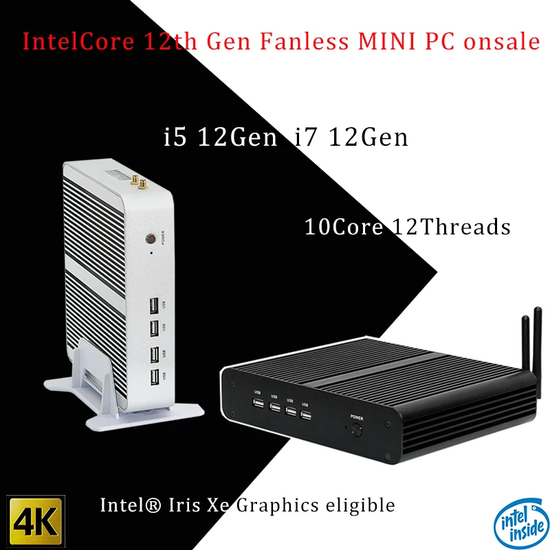 ファンレスのミニPC,Windows 11,i5-1235U世代,i7-1255U/2.0,tmp,win11,10コア,12スレッド,ddr4 max,64GB, 11,送料無料,最新