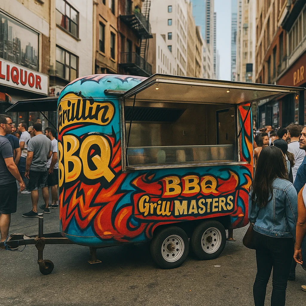 

Mobile Food Trailer with Tail Light System Offers Custom Size Color Layout for BBQ and Ice Cream Services Start Now