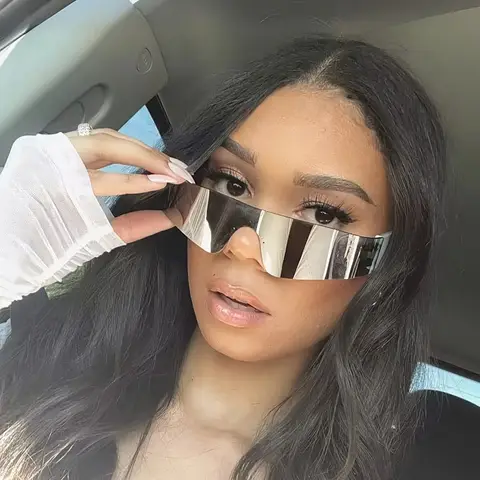 1 st. moderiktiga damglasögon framtida geometriska polygon cyberpunk gatustil ramlösa dekorativa glasögon 6 best sales framtida glasögon - №3