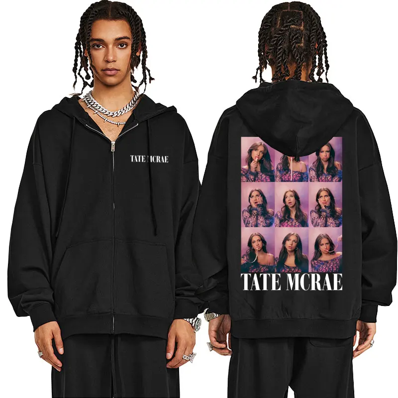 

Singer Tate Mcrae Zipper Hoodie Men Women Fashion Art Aesthetic Zip Up Jacket Unisex Fleece Oversized Zip Up Hoodies Sweatshirt