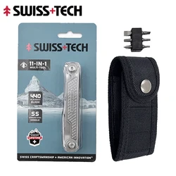 SWISS TECH 11 in 1 Mini Multitool EDC Outdoor Camping Survival Multi-function Tools with Scissors Screwdriver Gifts for Men