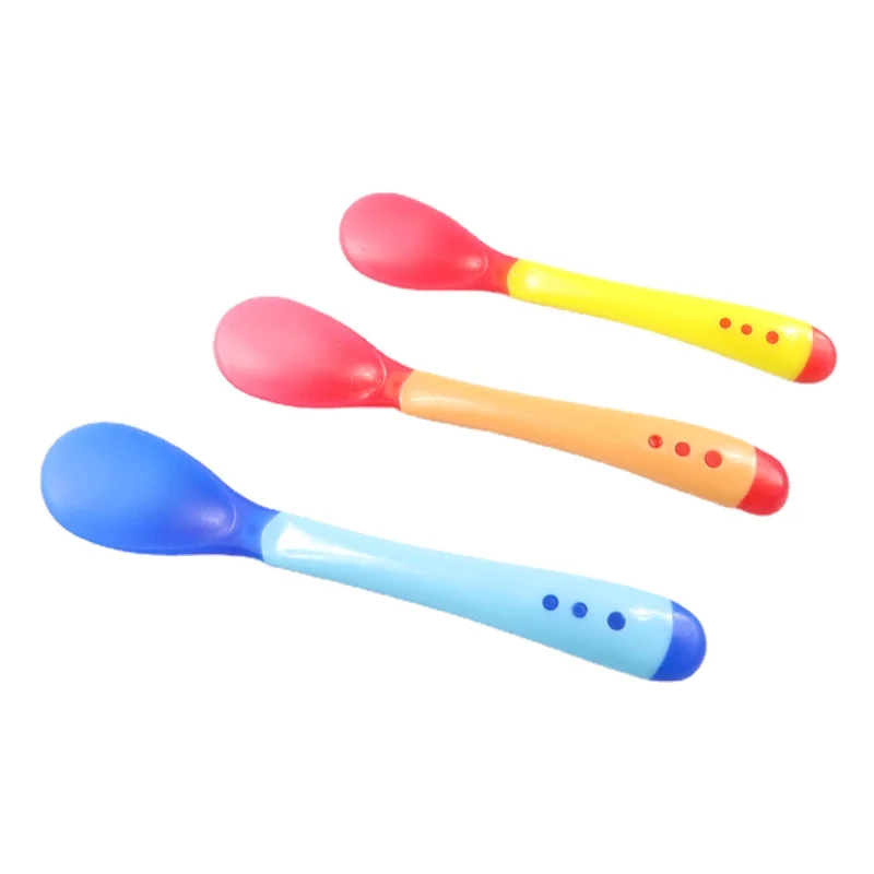 Baby Utensils Toddler Learning Feeding Spoon Fork Knif Babies Gadgets Short Handle Feel Temperature Feeder Tableware for Dishes