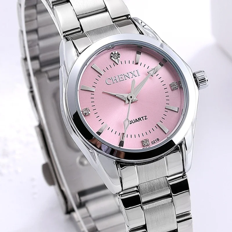 CHENXI 021B reloj de cuarzo de acero de aleación de moda de lujo para mujer pulsera Casual relojes de diamantes impermeables regalo para novia