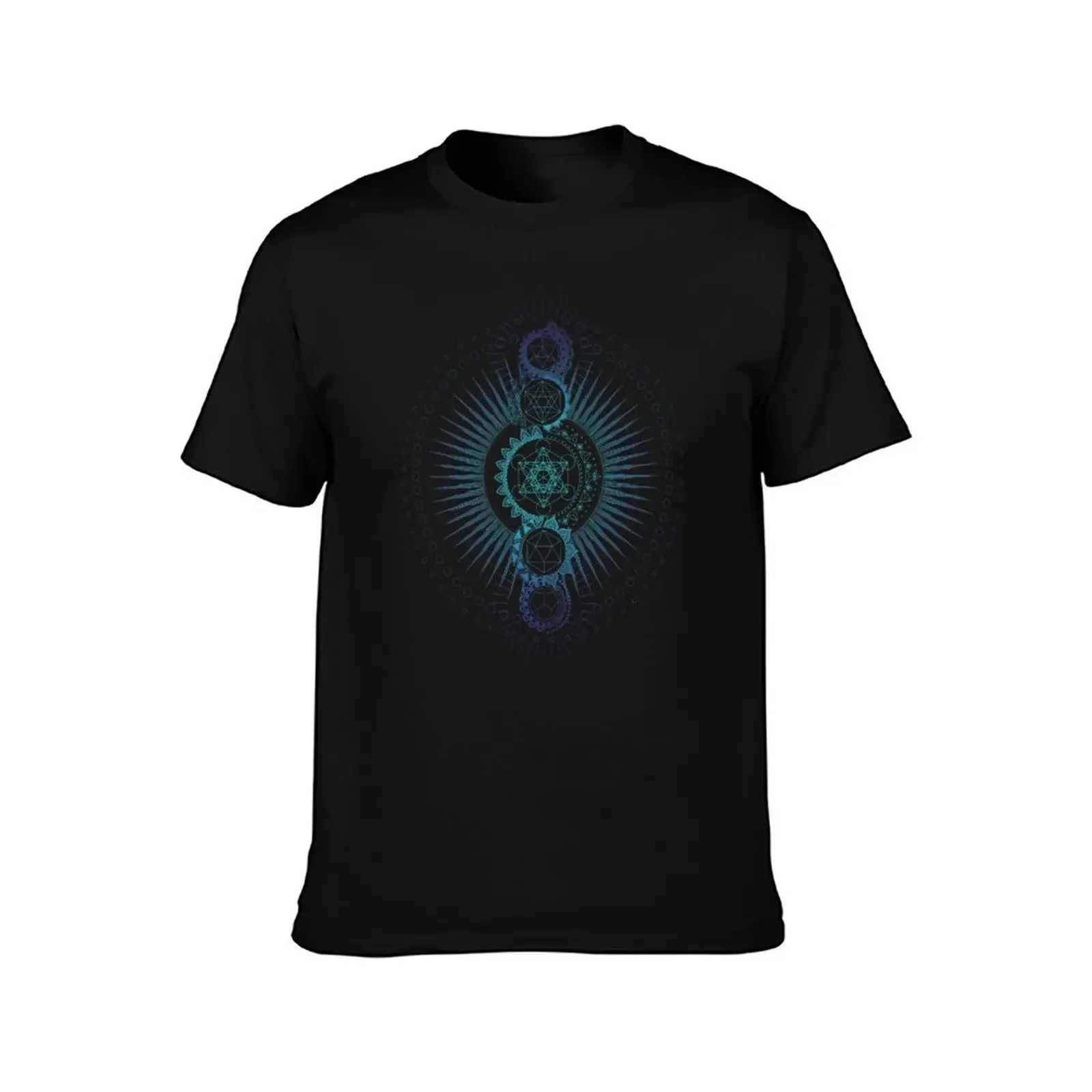 Sacred Geometry Metatron's Cube Blue Gradient Transcendence T-Shirt plain anime t shirts t shirt men 100℅ cotton