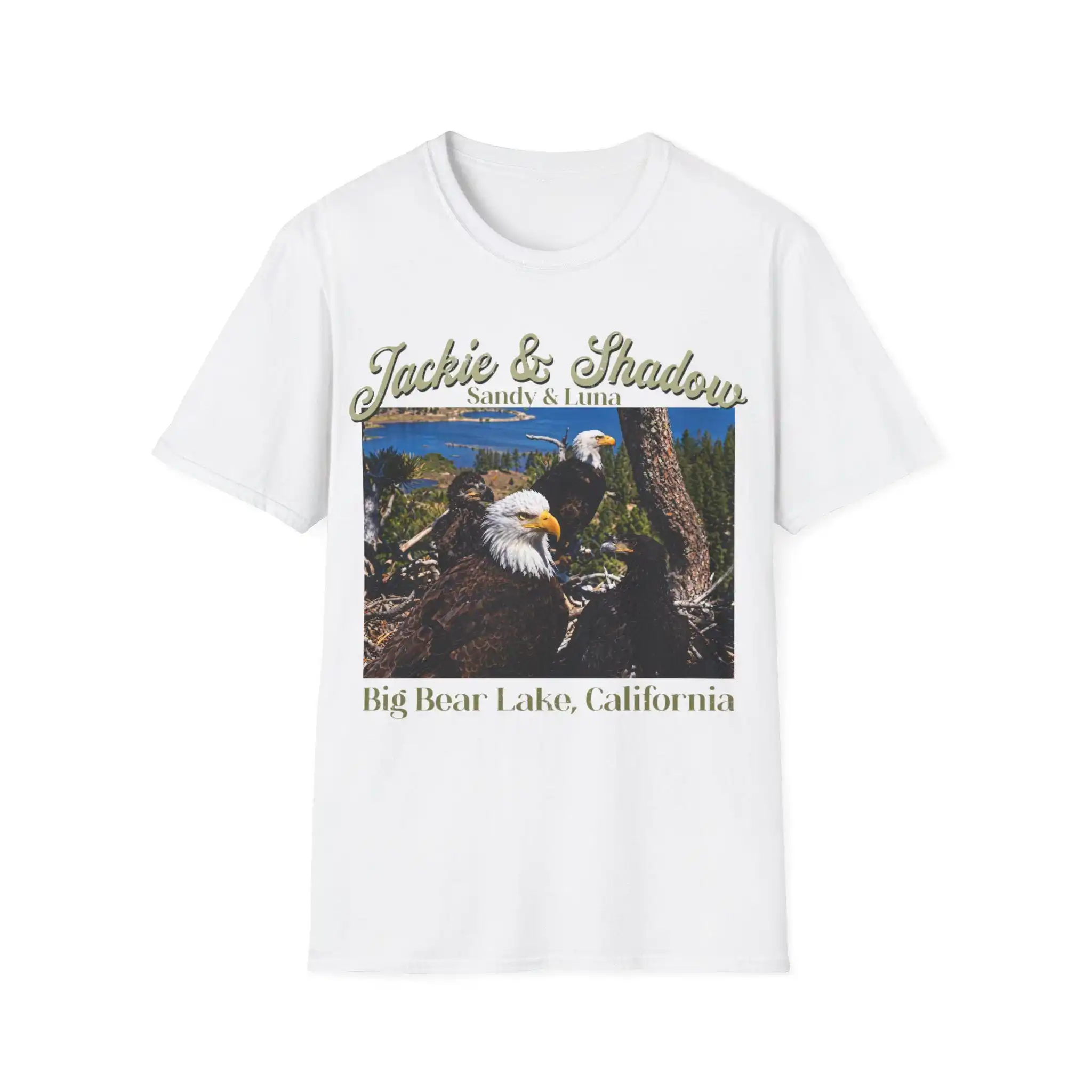 Jackie and Shadow Eagle Shirt, Big Bear Lake California Tee, Vintage Bald Eagle Apparel, Sandy and Luna Nest Graphic