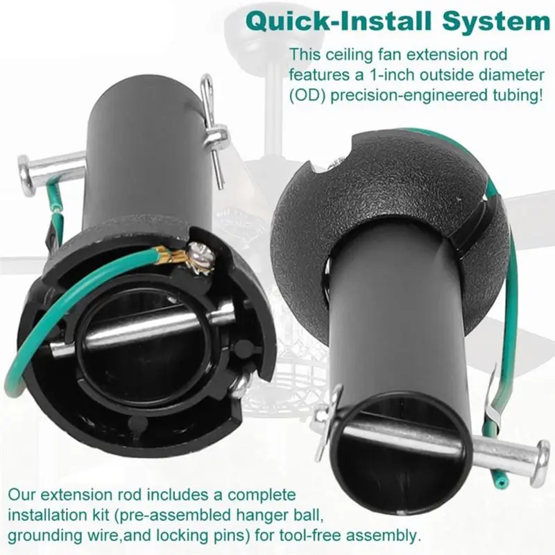 [hot-a24r】-haste-de-suspensao-para-ventilador-de-teto-preta-fosca-de-4-polegadas-com-bola-de-suspensao-de-1-polegada-de-diametro