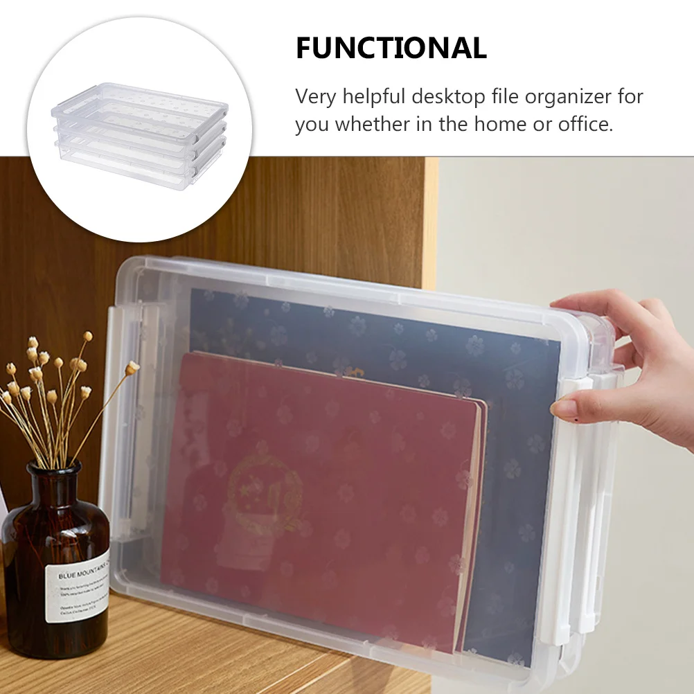 Portable Transparent File Box 400 Sheets Capacity PP Material Document Storage Organizer for Office Study Room Use