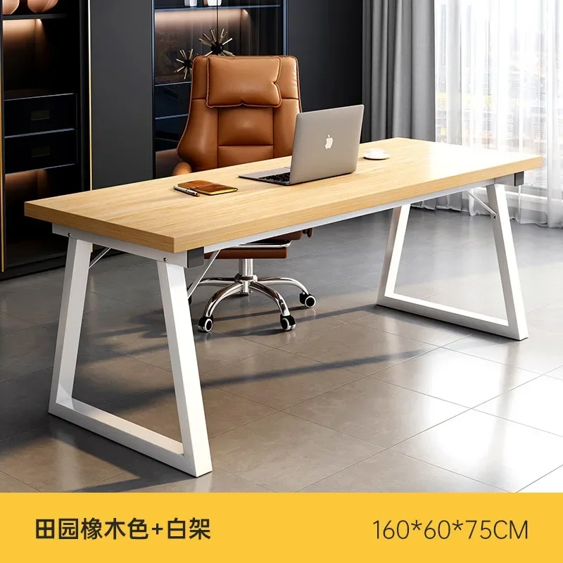 Modern Computer Desk Home Office Large Executive Office Desk Computer Table Study Writing Desk Wooden Tabletop Metal Frame