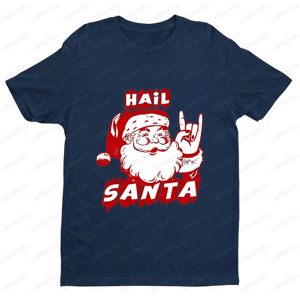 Hail Santa Funny Hoppy Kerst TShirt voor Mannen Vrouwen Kerstvakantie Grafische T-shirts Klassieke Kerstman Patroon Gedrukt Tops