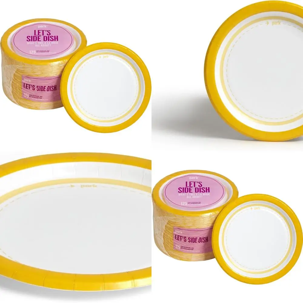 

Yellow & White 6-Inch Paper Plates, 125 Count, Staples PK54328