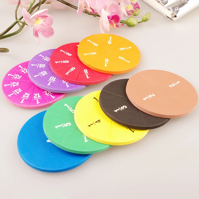 51Pcs EVA Round Shaped Fractions Instrument Montessori Math Educational Toys Math Teaching Gifts Student Learning Tool