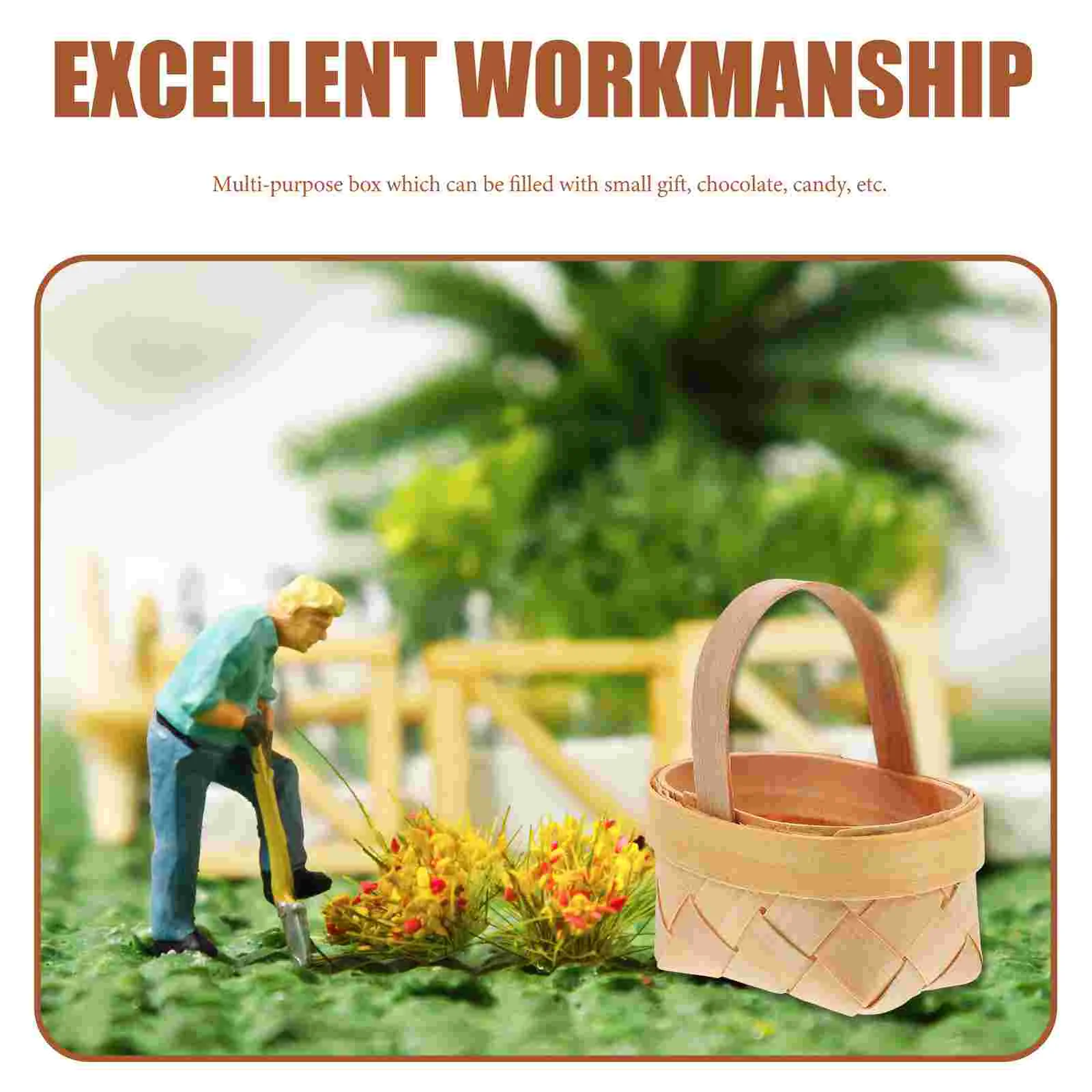 15 Pcs Mini Wood Chip Basket Handwoven Candy Storage ganizer Party Favors Holder Rustic Decorative Container For Chocolate