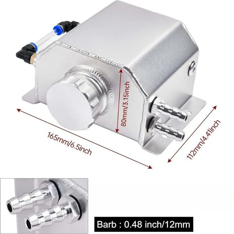 Universal Car Square Ventilated Oil Catch CanTank1L 2L,AutomotiveModifiedOilReservoirBottleAutoTuningAccessoriesforMostVehicles