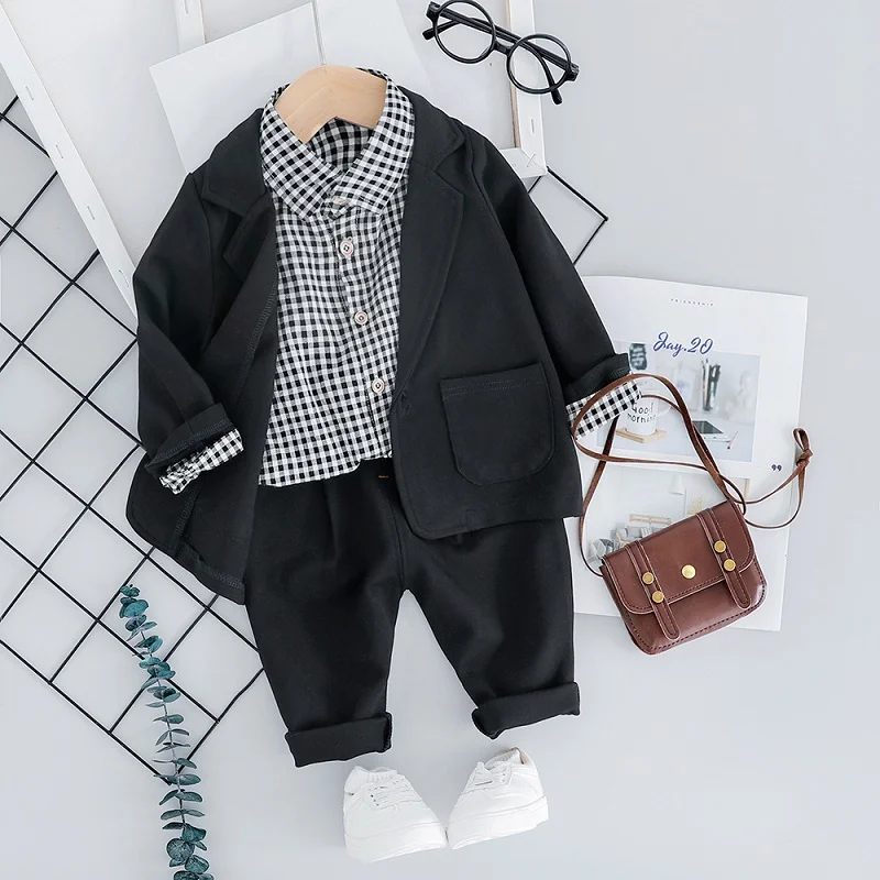 2023 new fashion children's wear baby chain vest gentleman suit boy's solid color vest Tie Shirt three piece formal evening dres