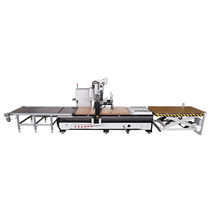 Router CNC garis produksi kerja kayu otomatis memuat dan membongkar mesin bersarang untuk kabinet mebel Cnc