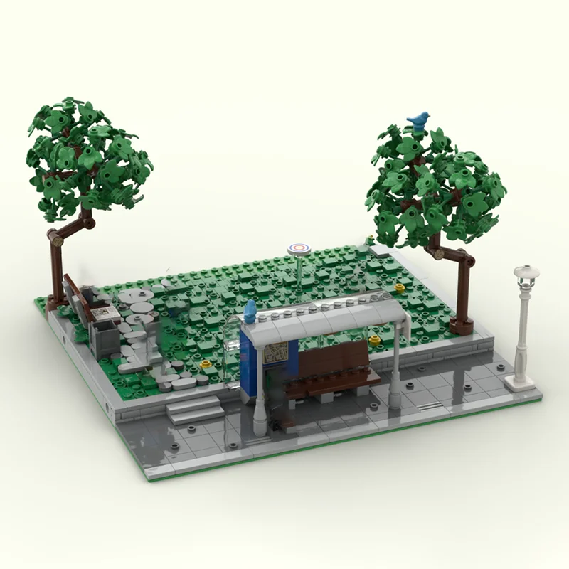 Model budynku miejskiego Moc cegły budowlane modułowe gry na trawnik Frisbee Model technologia modułowe bloki prezenty zabawki zestawy DIY montaż