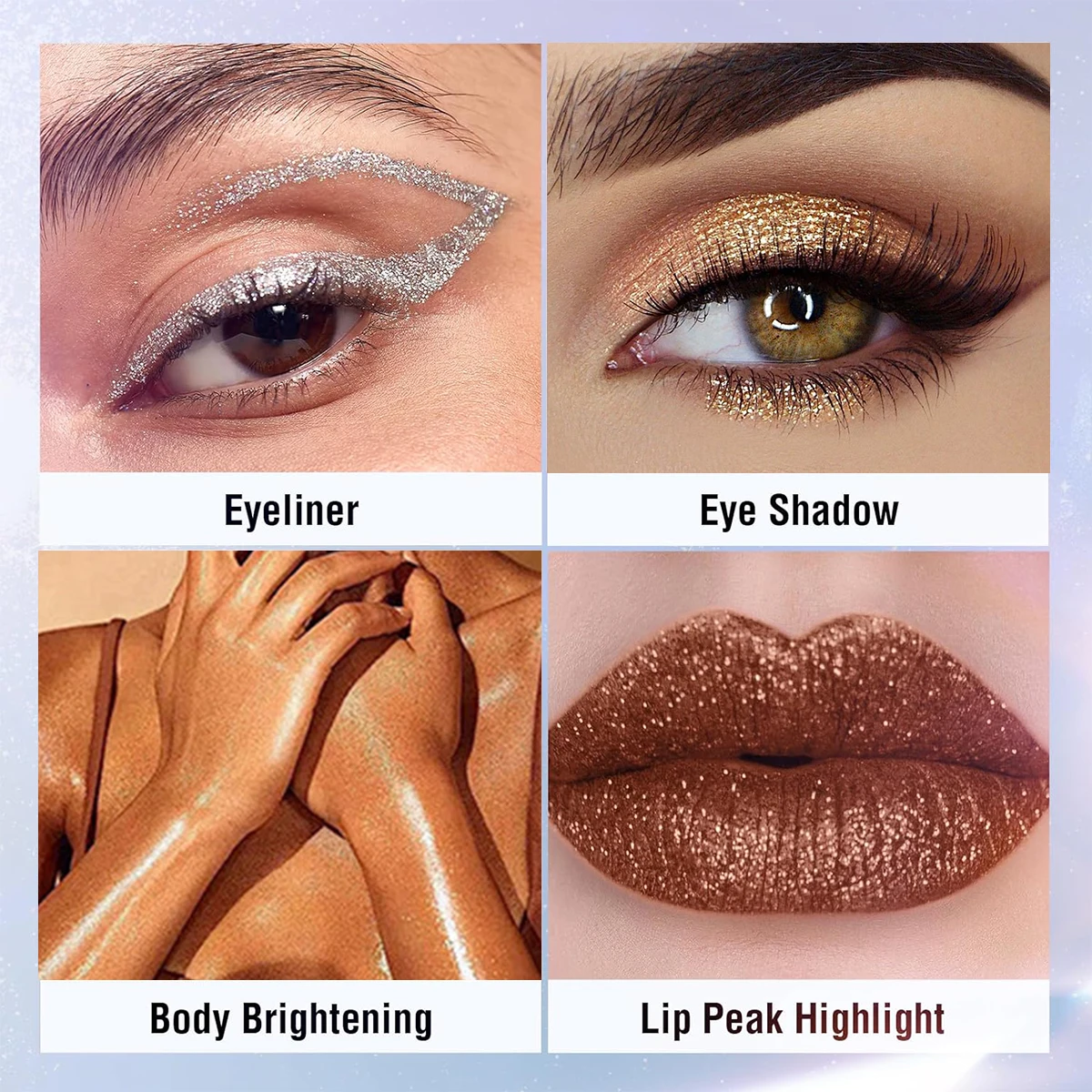 Evidenzia ombretto liquido perlato, illumina, impermeabile, durevole, ombretto liquido monocromatico scintillante