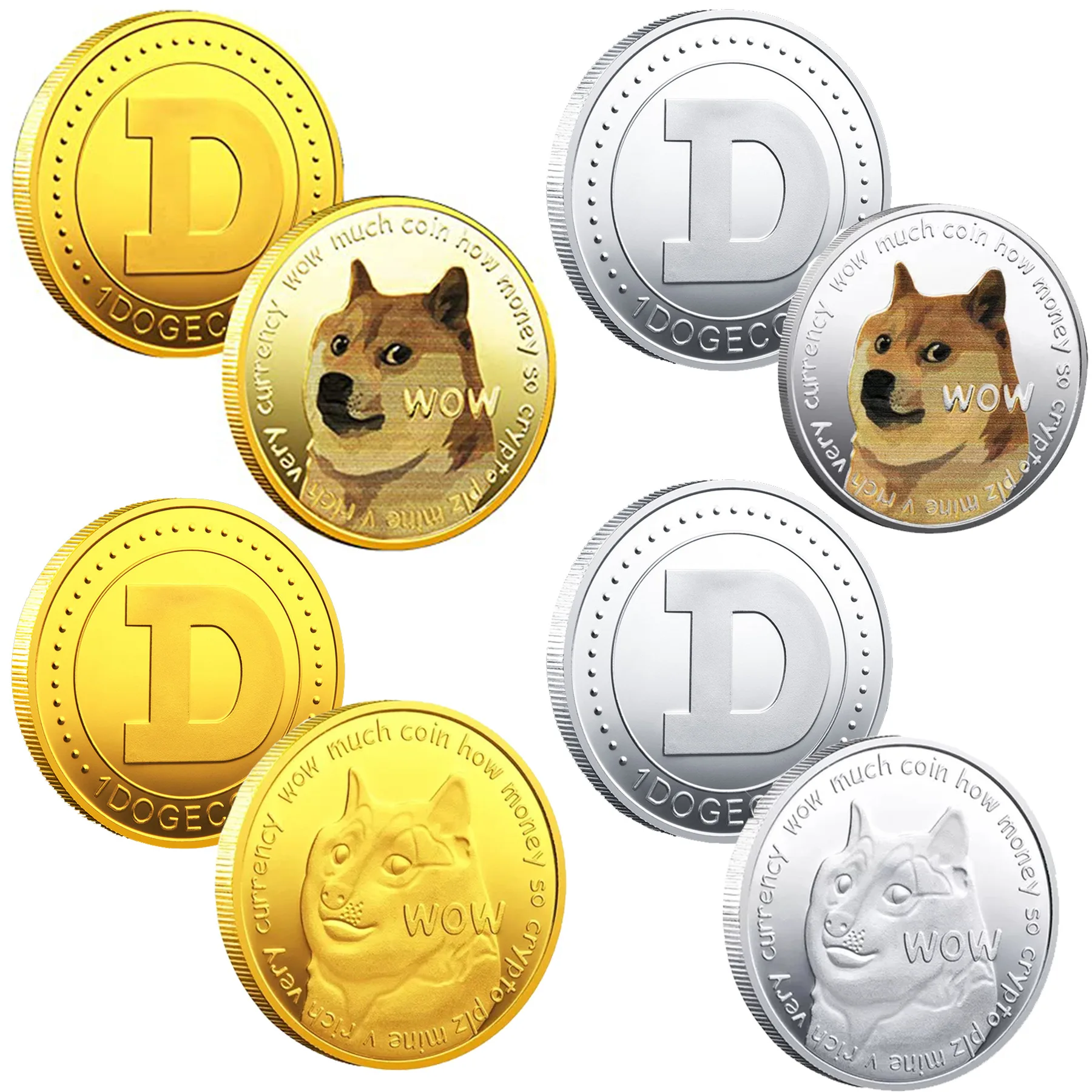 Bitcoin Crypto Dogecoin /Ethereum/Bitcoin/Litecoin/Ripple/Monero/EOS Coin Metal Gold Silver Cardano BTC Crypto CoinCollection