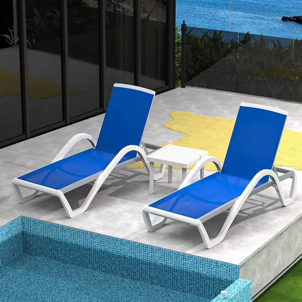 

Domi Patio Chaise Lounge Chair Set of 3,Outdoor Aluminum Polypropylene Sunbathing Chair with Adjustable Backrest,Arm,Side Table,