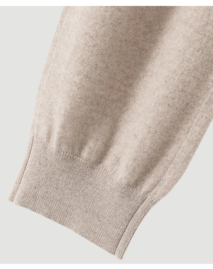 BD3621770 Damen-Cargohose aus 100% Kaschmir mit Kettenbesatz, Cargotasche, elastischem Bund, gerippten Bündchen, entspannter Schnitt, Frühherbst – Detail 14
