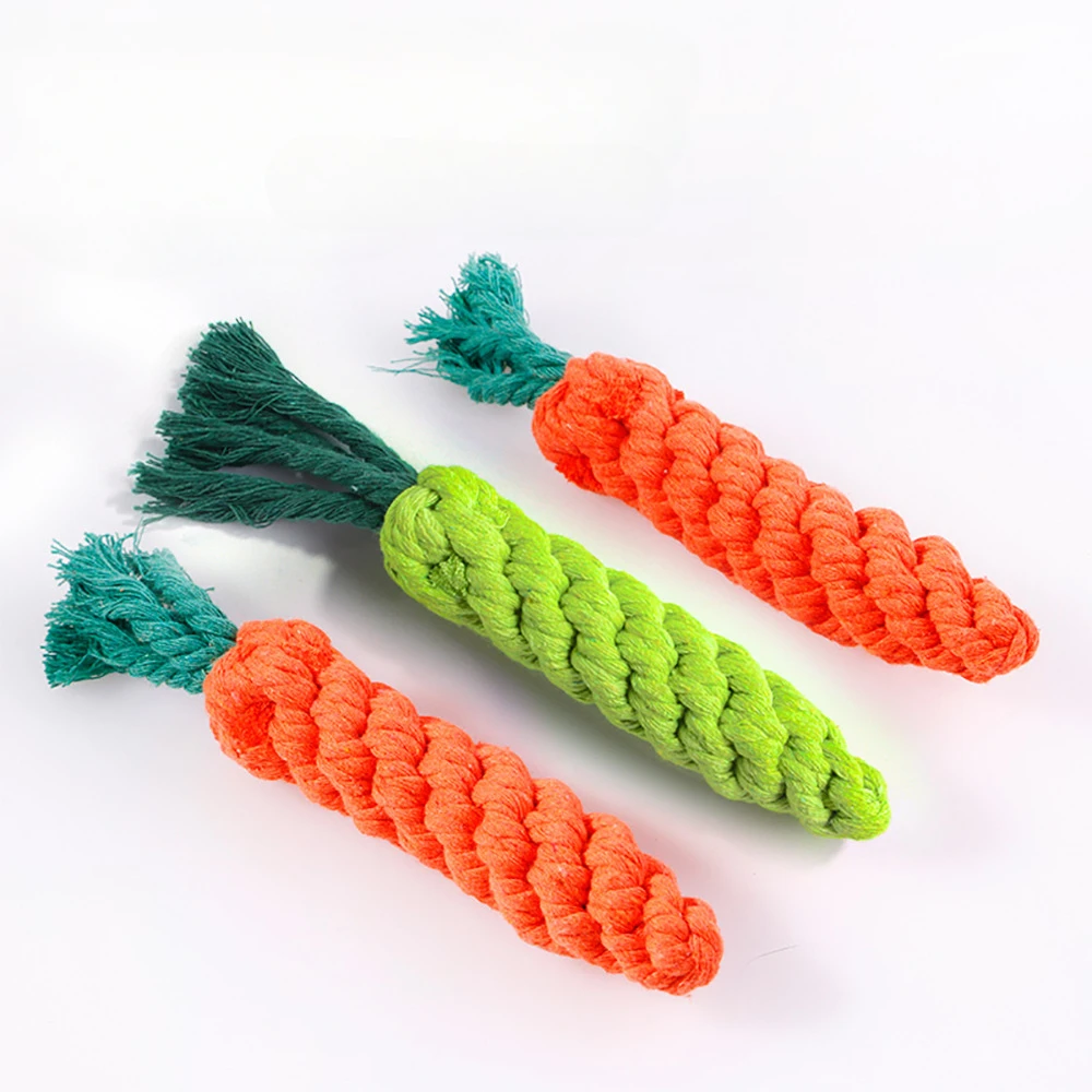 

Chew Toys for Small Dogs Cleaning Teeth Dog Toys Bite Resistant Pet Dog Puppy Carrot Cotton Rope Pet Playing Toy Accessories