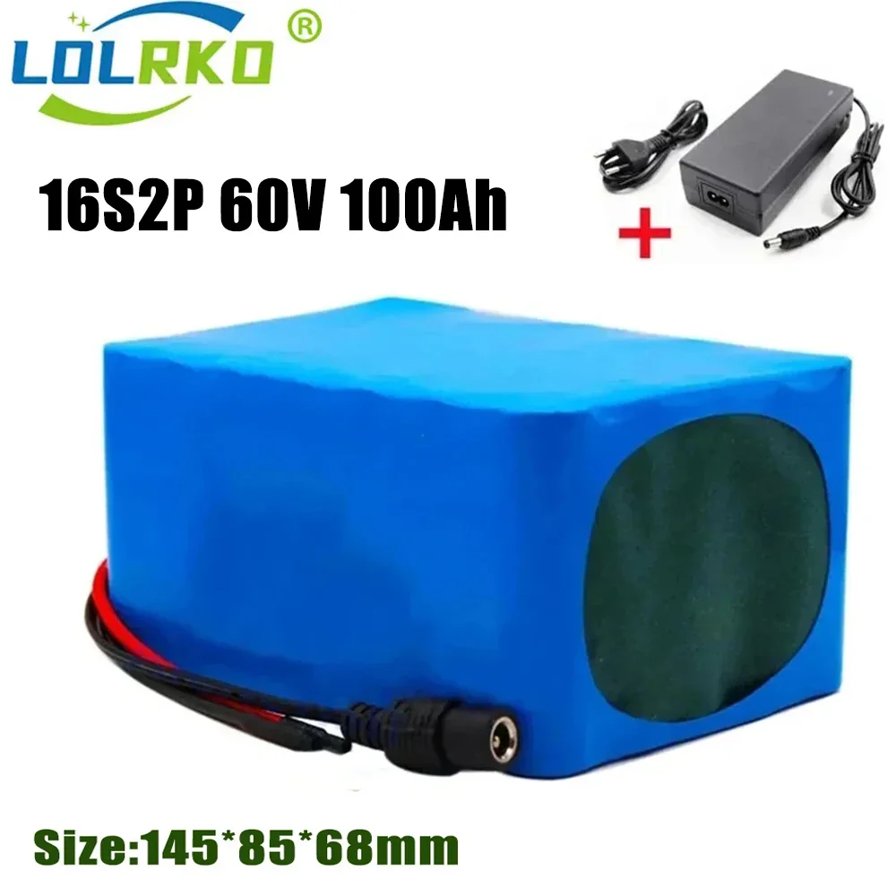 

60V 16S2P 100Ah 18650 Li-ion Battery Pack 67.2V Lithium Ion 100Ah Ebike Electric Bicycle Scooter with 40A BMS 750W 1000Watt