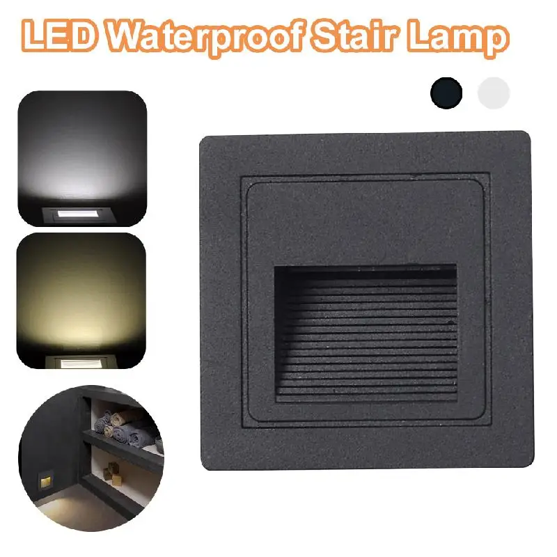 3W Recessed Led Stair Light IP43 Waterproof Indoor Corner Wall Lights Step Decoration Lamp Hallway Staircase Lamps Dropshipping