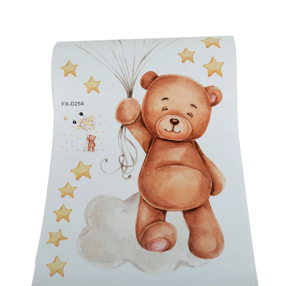 Removable Wall Sticker with For Teddy Bear and Stars Nursery Wall Decal for Children's Bedrooms and Play Areas