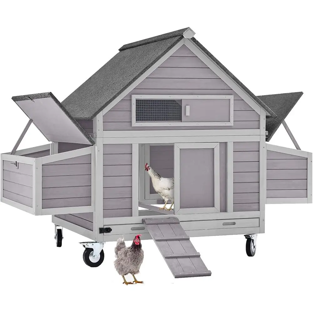 

Portable Chicken Coop with Dual Nesting Boxes for Outdoor Poultry and Ducks